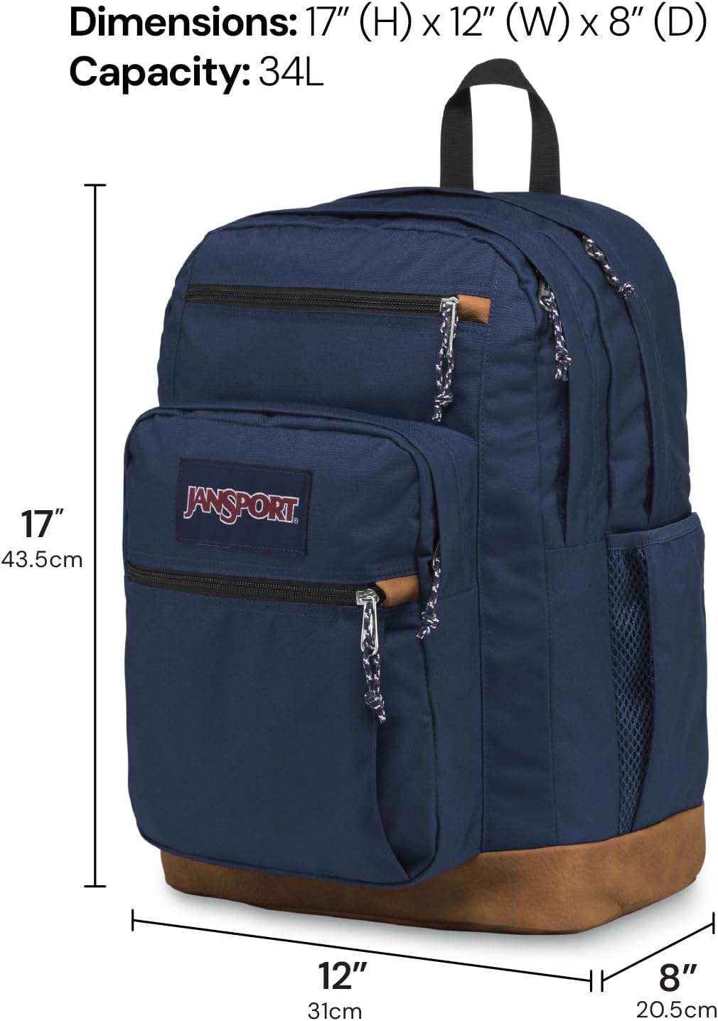 JanSport Cool Backpack, with 15-inch Laptop Sleeve - Large Computer Bag Rucksack with 2 Compartments, Ergonomic Straps, Black - Image 2
