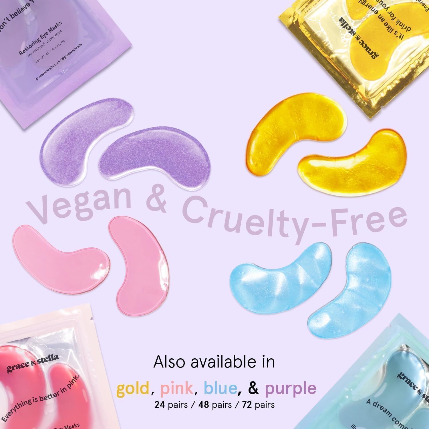 grace & stella Retinol Under Eye Patches for Puffy Eyes & Dark Circles - Restoring Gel Under Eye Masks with Hyaluronic Acid - Birthday Gifts for Women, Bachelorette Party Favors (Purple, 24 Pairs) - Image 6