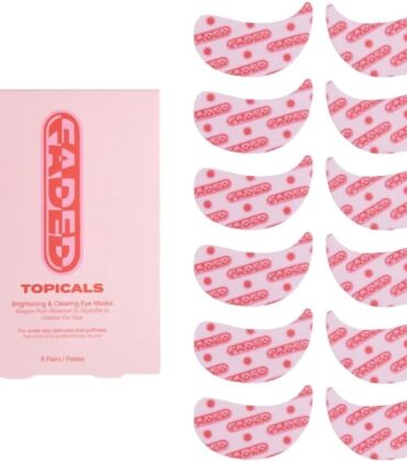 Topicals Faded Brightening Under Eye Masks | Patches to Depuff, Hydrate, Brighten and Cool | Reduce Dark Circles and Fine Lines | Contains Kojic Acid, Caffeine and Niacinamide (Set of 6)